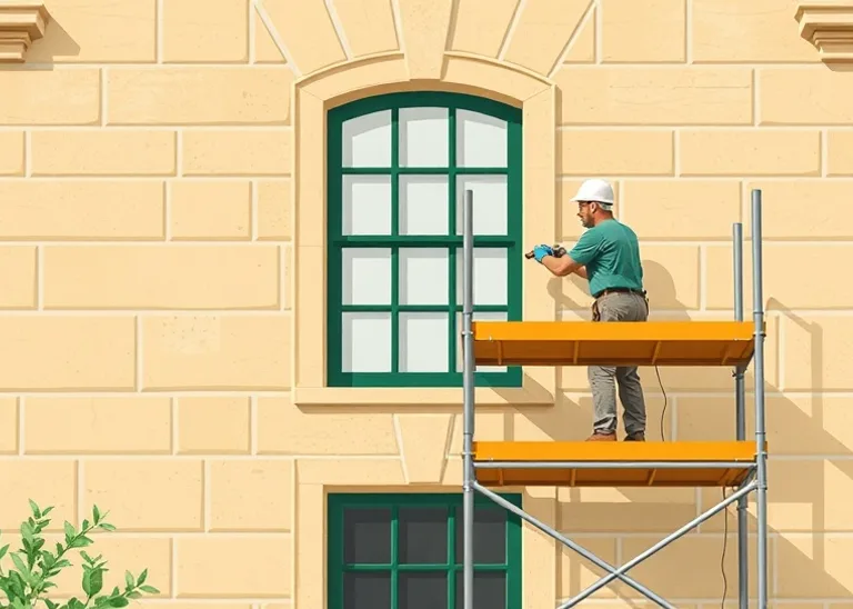 Ravalement de façade en pierre, nettoyage et application d'enduit